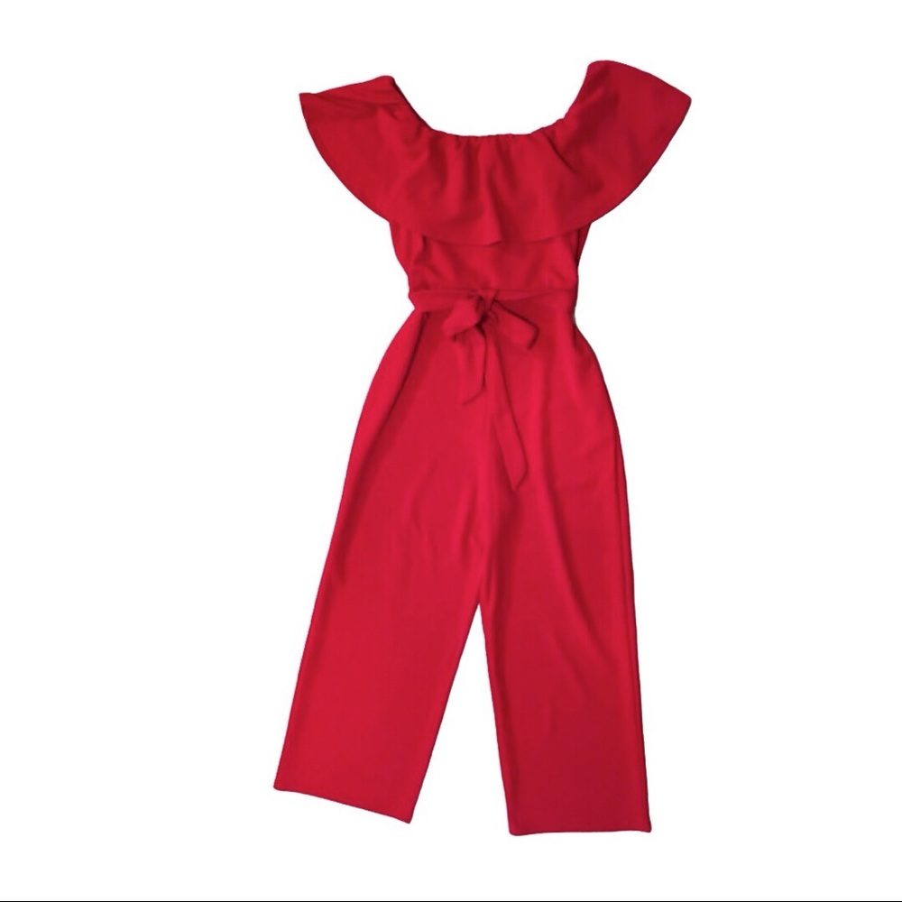 Almost famous red flounce jumpsuit size medium
